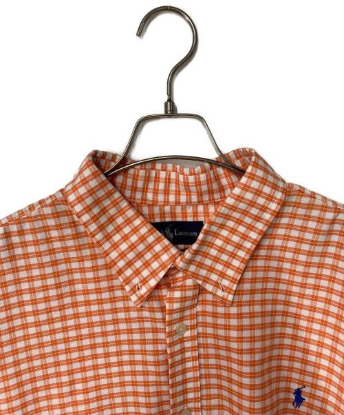 RALPH LAUREN（ラルフローレン）RALPH LAUREN (ラルフローレン) 半袖チェックボタンダウンシャツ オレンジ サイズ:XLの古着・服飾アイテム