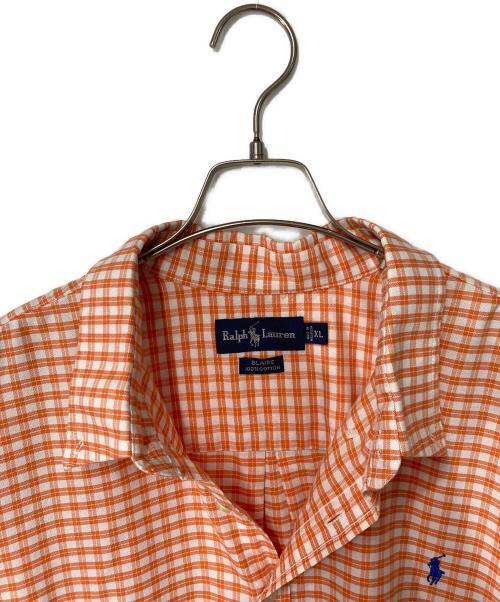 RALPH LAUREN（ラルフローレン）RALPH LAUREN (ラルフローレン) 半袖チェックボタンダウンシャツ オレンジ サイズ:XLの古着・服飾アイテム