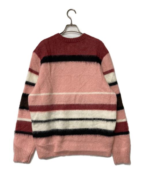 GOLF WANG（ゴルフワン）GOLF WANG (ゴルフワン) モヘヤ混ボーダーニット ピンク×ホワイト サイズ:Ｍの古着・服飾アイテム