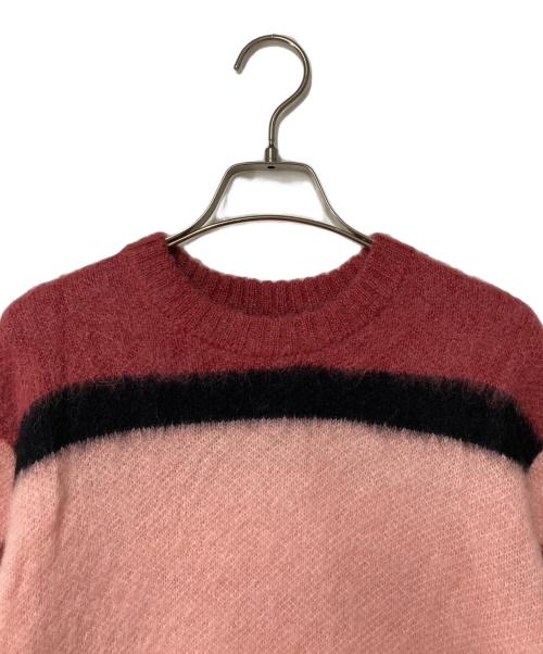 GOLF WANG（ゴルフワン）GOLF WANG (ゴルフワン) モヘヤ混ボーダーニット ピンク×ホワイト サイズ:Ｍの古着・服飾アイテム
