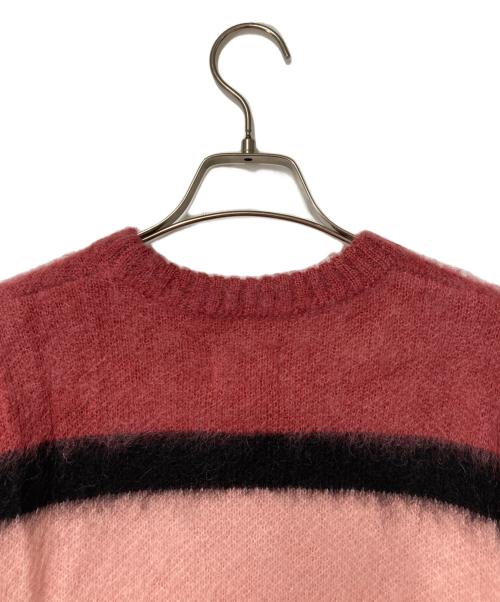 GOLF WANG（ゴルフワン）GOLF WANG (ゴルフワン) モヘヤ混ボーダーニット ピンク×ホワイト サイズ:Ｍの古着・服飾アイテム
