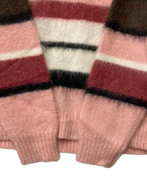 GOLF WANG（ゴルフワン）GOLF WANG (ゴルフワン) モヘヤ混ボーダーニット ピンク×ホワイト サイズ:Ｍの古着・服飾アイテム