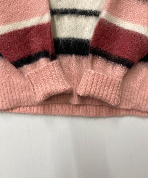 GOLF WANG（ゴルフワン）GOLF WANG (ゴルフワン) モヘヤ混ボーダーニット ピンク×ホワイト サイズ:Ｍの古着・服飾アイテム