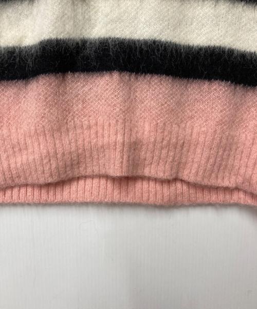 GOLF WANG（ゴルフワン）GOLF WANG (ゴルフワン) モヘヤ混ボーダーニット ピンク×ホワイト サイズ:Ｍの古着・服飾アイテム