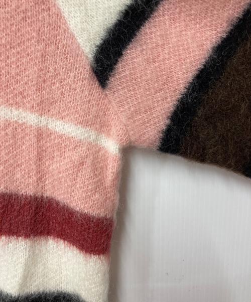 GOLF WANG（ゴルフワン）GOLF WANG (ゴルフワン) モヘヤ混ボーダーニット ピンク×ホワイト サイズ:Ｍの古着・服飾アイテム