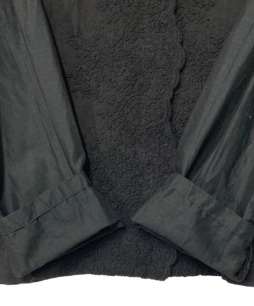 mizuiro-ind（ミズイロインド）mizuiro-ind (ミズイロインド) 刺繍バンドカラーシャツ ブラック サイズ:FREEの古着・服飾アイテム