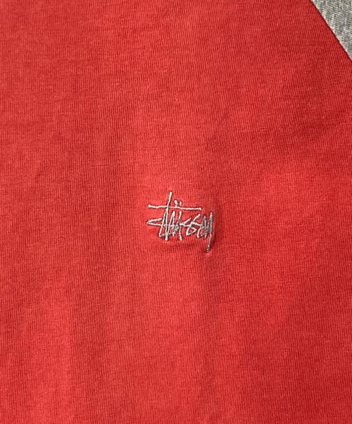 stussy（ステューシー）stussy (ステューシー) ラグランカットソー レッド×グレー サイズ:Lの古着・服飾アイテム