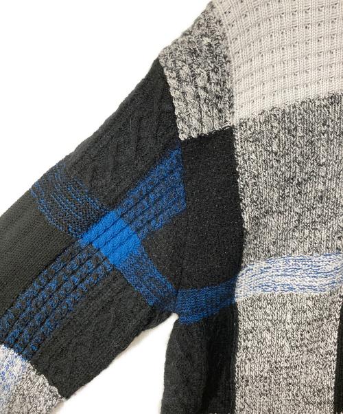 BLACK LABEL CRESTBRIDGE（ブラックレーベル クレストブリッジ）BLACK LABEL CRESTBRIDGE (ブラックレーベル クレストブリッジ) チェックニット ブラック×ブルー サイズ:Lの古着・服飾アイテム