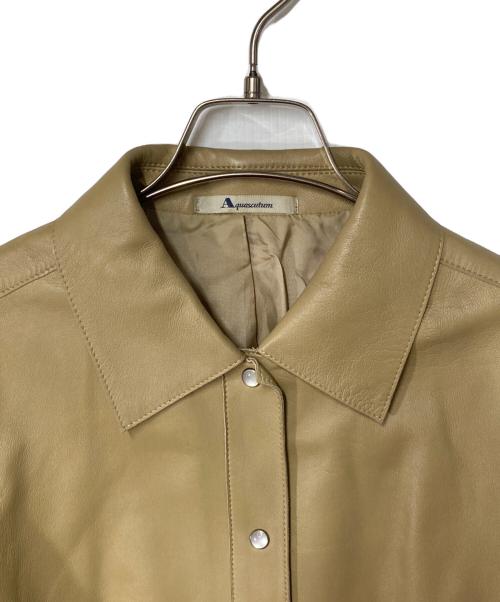 Aquascutum（アクアスキュータム）Aquascutum (アクアスキュータム) レザージャケット ベージュ サイズ:11の古着・服飾アイテム