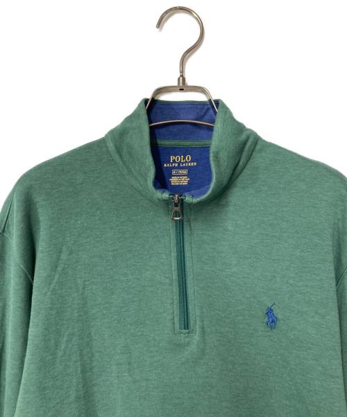 POLO RALPH LAUREN（ポロ・ラルフローレン）POLO RALPH LAUREN (ポロ・ラルフローレン) ポニー刺繍ハーフジップカットソー グリーン サイズ:Ｍの古着・服飾アイテム