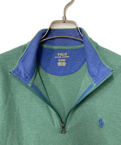 POLO RALPH LAUREN（ポロ・ラルフローレン）POLO RALPH LAUREN (ポロ・ラルフローレン) ポニー刺繍ハーフジップカットソー グリーン サイズ:Ｍの古着・服飾アイテム