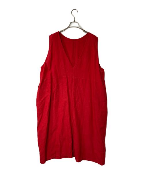 nest Robe（ネストローブ）nest Robe (ネストローブ) リネンノースリーブワンピース レッド サイズ:FREEの古着・服飾アイテム
