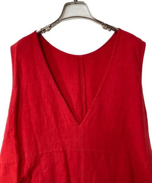 nest Robe（ネストローブ）nest Robe (ネストローブ) リネンノースリーブワンピース レッド サイズ:FREEの古着・服飾アイテム