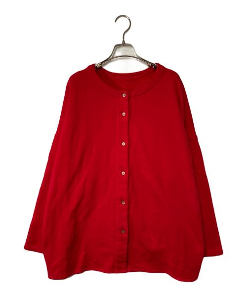 nest Robe（ネストローブ）nest Robe (ネストローブ) 裏毛2WAY刺繍カーディガン レッド サイズ:FREEの古着・服飾アイテム