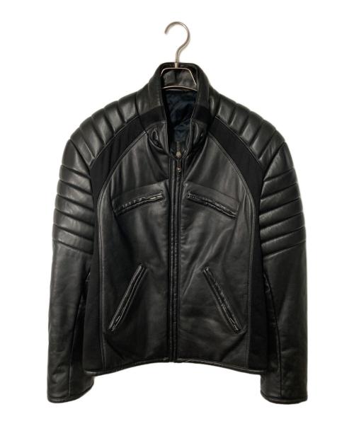 VERSACE（ヴェルサーチェ）VERSACE (ヴェルサーチェ) ラムレザージャケット ブラック サイズ:50の古着・服飾アイテム