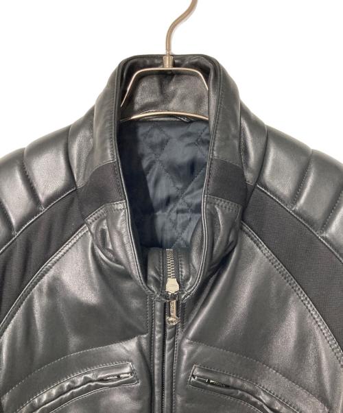 VERSACE（ヴェルサーチェ）VERSACE (ヴェルサーチェ) ラムレザージャケット ブラック サイズ:50の古着・服飾アイテム