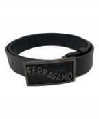 Salvatore Ferragamoサルヴァトーレ フェラガモ）の古着「ロゴバックルレザーベルト」｜ブラック