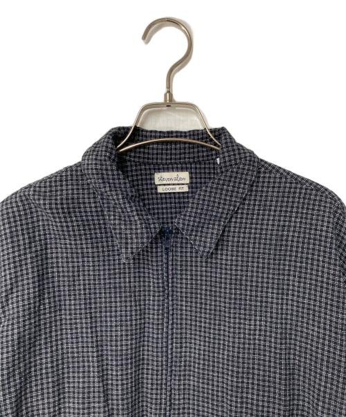 STEVEN ALAN（スティーブンアラン）STEVEN ALAN (スティーブンアラン) GRAPH CHECK ZIP PULL OVER SHIRT ブラック×ホワイト サイズ:Mの古着・服飾アイテム