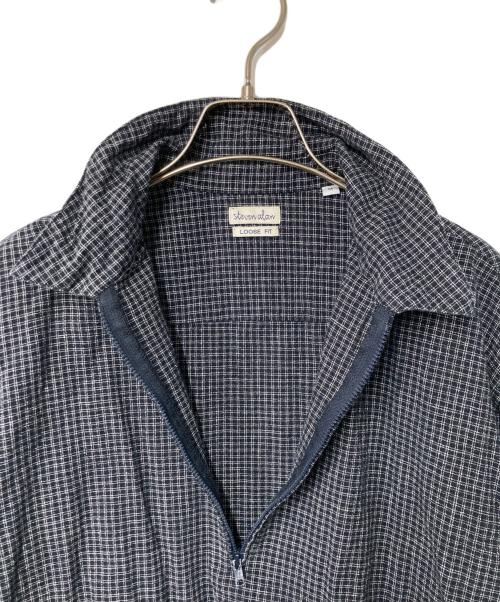 STEVEN ALAN（スティーブンアラン）STEVEN ALAN (スティーブンアラン) GRAPH CHECK ZIP PULL OVER SHIRT ブラック×ホワイト サイズ:Mの古着・服飾アイテム