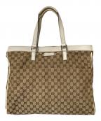 GUCCIグッチ）の古着「GGキャンバストートバッグ」｜ホワイト×ベージュ