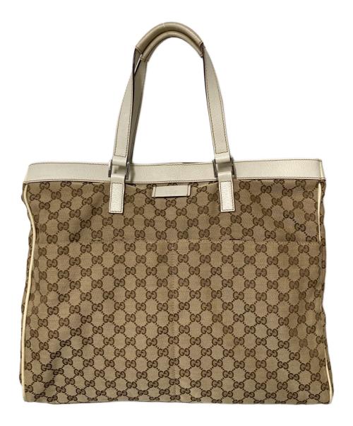 GUCCI（グッチ）GUCCI (グッチ) GGキャンバストートバッグ ホワイト×ベージュの古着・服飾アイテム