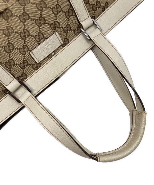 GUCCI（グッチ）GUCCI (グッチ) GGキャンバストートバッグ ホワイト×ベージュの古着・服飾アイテム