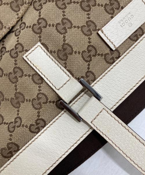 GUCCI（グッチ）GUCCI (グッチ) GGキャンバストートバッグ ホワイト×ベージュの古着・服飾アイテム