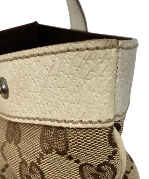 GUCCI（グッチ）GUCCI (グッチ) GGキャンバストートバッグ ホワイト×ベージュの古着・服飾アイテム