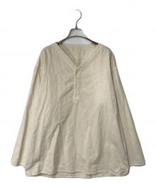 Kinema（キネマ）の古着「ノーカラーシャツ」｜ベージュ