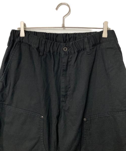 BLACK Scandal Yohji Yamamoto（ブラックスキャンダルヨウジヤマモト）BLACK Scandal Yohji Yamamoto (ブラックスキャンダルヨウジヤマモト) コットンカツラギ ウエストゴム紐ワークパンツ ブラック サイズ:2の古着・服飾アイテム