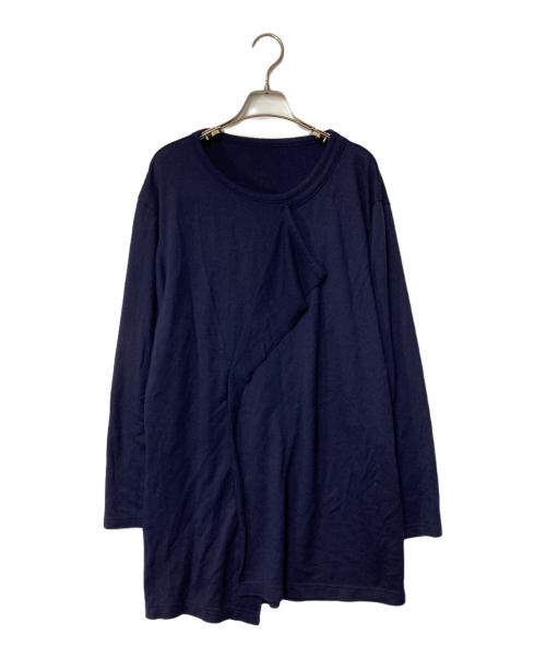 GROUND Y（グラウンドワイ）GROUND Y (グラウンドワイ) WASHABLE PLAIN STITCH DROOPING FRONT LONG T-SHIRT ネイビー サイズ:3の古着・服飾アイテム