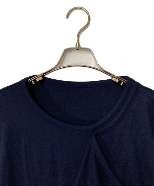 GROUND Y（グラウンドワイ）GROUND Y (グラウンドワイ) WASHABLE PLAIN STITCH DROOPING FRONT LONG T-SHIRT ネイビー サイズ:3の古着・服飾アイテム