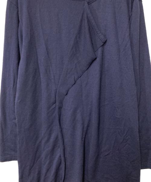 GROUND Y（グラウンドワイ）GROUND Y (グラウンドワイ) WASHABLE PLAIN STITCH DROOPING FRONT LONG T-SHIRT ネイビー サイズ:3の古着・服飾アイテム