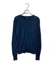 45R（フォーティファイブ・アール）の古着「藍染Vネックコットンニット」｜インディゴ