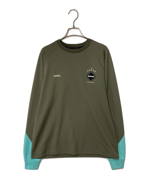 F.C.R.B.（エフシーレアルブリストル）F.C.R.B. (エフシーレアルブリストル) STREAM LINE L/S TOP オリーブ×ブルー サイズ:Mの古着・服飾アイテム