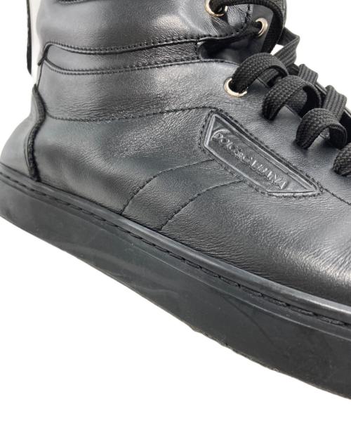 DOLCE & GABBANA（ドルチェ＆ガッバーナ）DOLCE & GABBANA (ドルチェ＆ガッバーナ) レザーハイカットスニーカー ブラック サイズ:7の古着・服飾アイテム