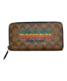 COACH（コーチ）の古着「シグネチャーラウンドファスナーウォレット」｜ブラウン