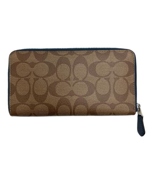 COACH（コーチ）COACH (コーチ) シグネチャーラウンドファスナーウォレット ブラウンの古着・服飾アイテム
