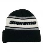 SUPREMEシュプリーム）の古着「Chenille Stripe Beanie」｜ブラック×ホワイト