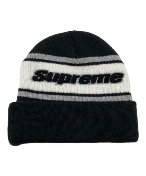 SUPREME（シュプリーム）Supreme (シュプリーム) Chenille Stripe Beanie ブラック×ホワイトの古着・服飾アイテム