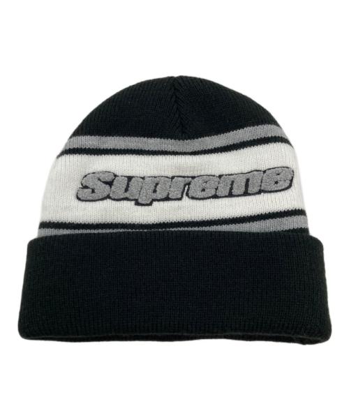 SUPREME（シュプリーム）Supreme (シュプリーム) Chenille Stripe Beanie ブラック×ホワイトの古着・服飾アイテム