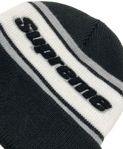 SUPREME（シュプリーム）Supreme (シュプリーム) Chenille Stripe Beanie ブラック×ホワイトの古着・服飾アイテム