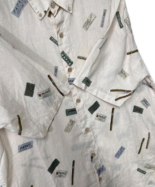 PAPAS（パパス）PAPAS (パパス) リネンアロハシャツ ピンク サイズ:Mの古着・服飾アイテム