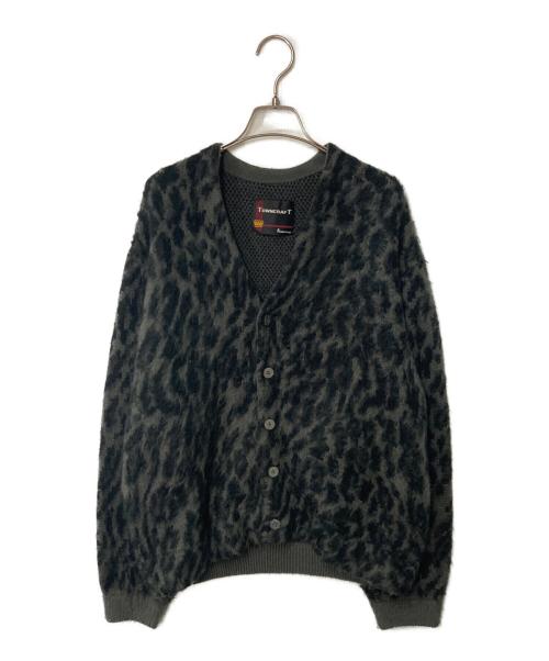 TOWN CRAFT（タウンクラフト）TOWN CRAFT (タウンクラフト) レオパード柄カーディガン グレー×ブラック サイズ:FREEの古着・服飾アイテム