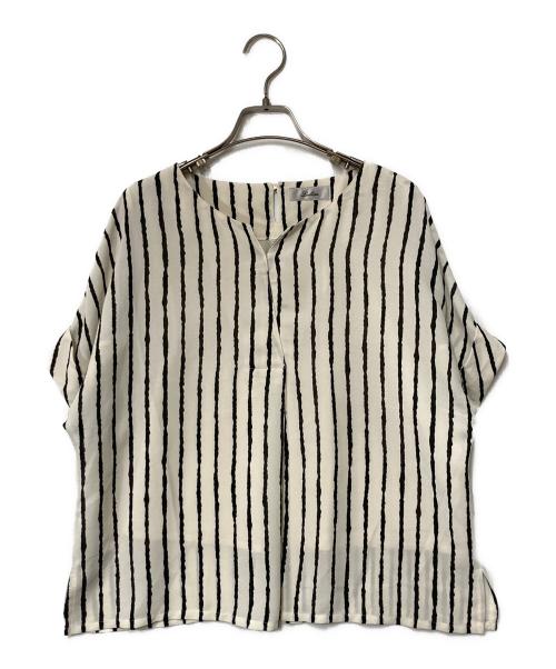 Leilian（レリアン）Leilian (レリアン) ストライプブラウス ホワイト×ブラック サイズ:13の古着・服飾アイテム