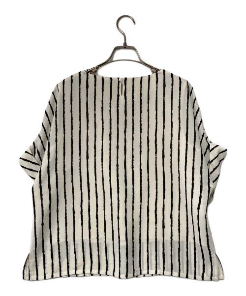 Leilian（レリアン）Leilian (レリアン) ストライプブラウス ホワイト×ブラック サイズ:13の古着・服飾アイテム