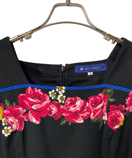 M'S GRACY（エムズグレイシー）M'S GRACY (エムズグレイシー) 半袖花柄ワンピース ブラック サイズ:42の古着・服飾アイテム