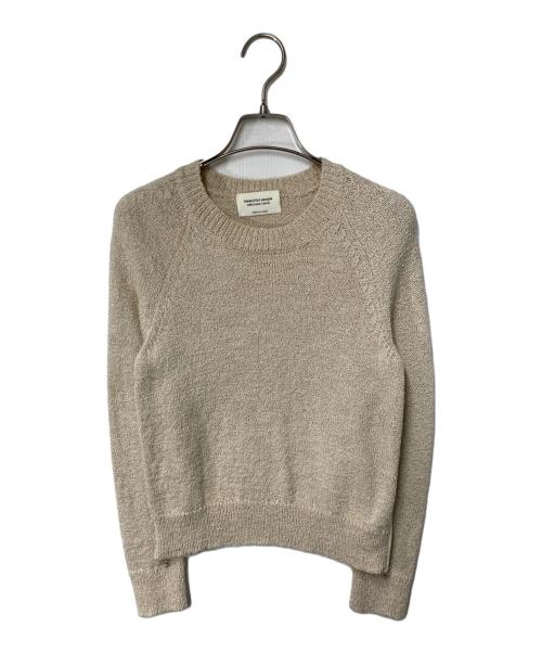 beautiful people（ビューティフルピープル）beautiful people (ビューティフルピープル) c/w uneveness yarn side zip pullover ベージュ サイズ:140の古着・服飾アイテム