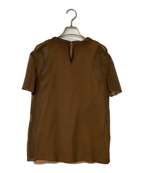 sacai（サカイ）sacai (サカイ) プリーツレイヤードドッキングTシャツ ブラウン サイズ:1の古着・服飾アイテム