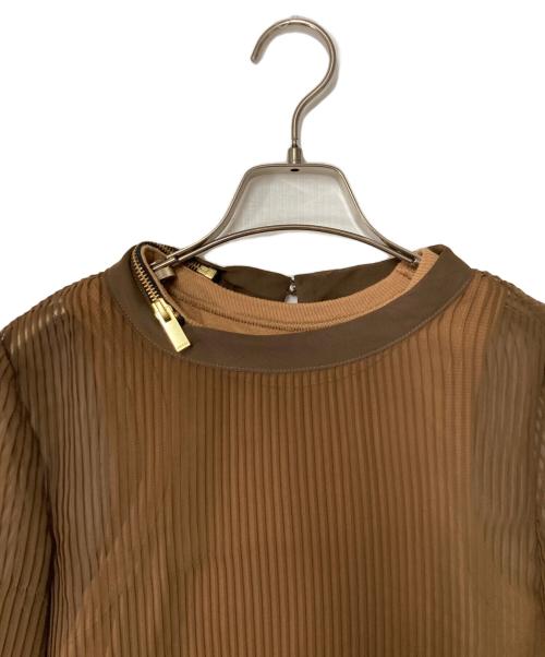 sacai（サカイ）sacai (サカイ) プリーツレイヤードドッキングTシャツ ブラウン サイズ:1の古着・服飾アイテム